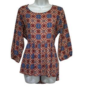 allison joy 3/4 sleeve pleated blouse Size M